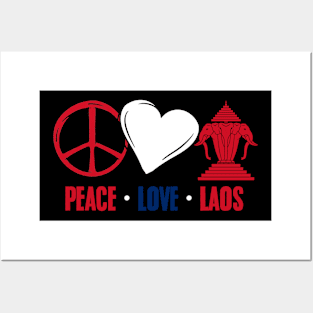 Peace Love Awesome Airavata Three Headed Elephant Lao People Posters and Art